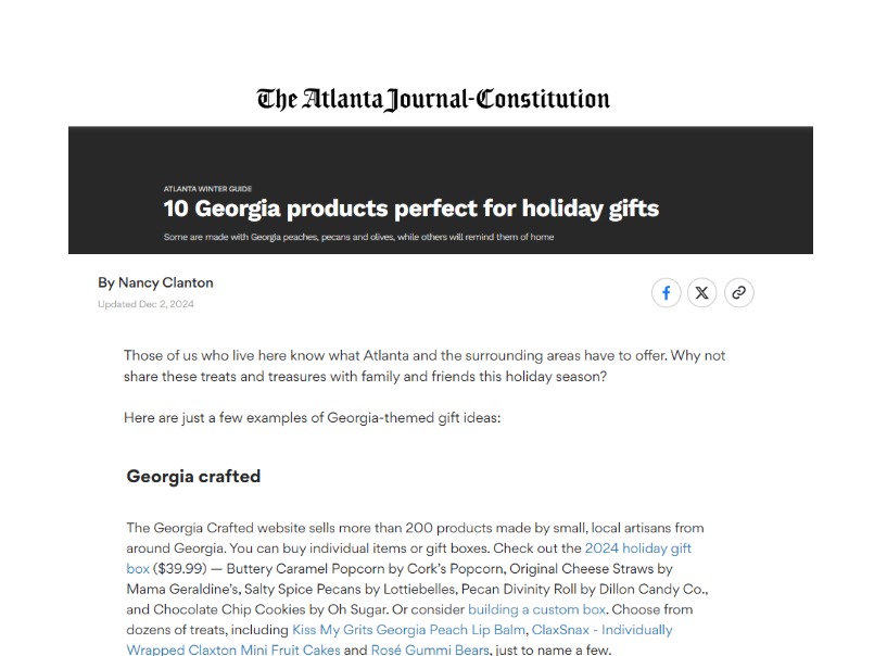 Georgia Crafted Featured in the Atlanta Journal-Constitution!